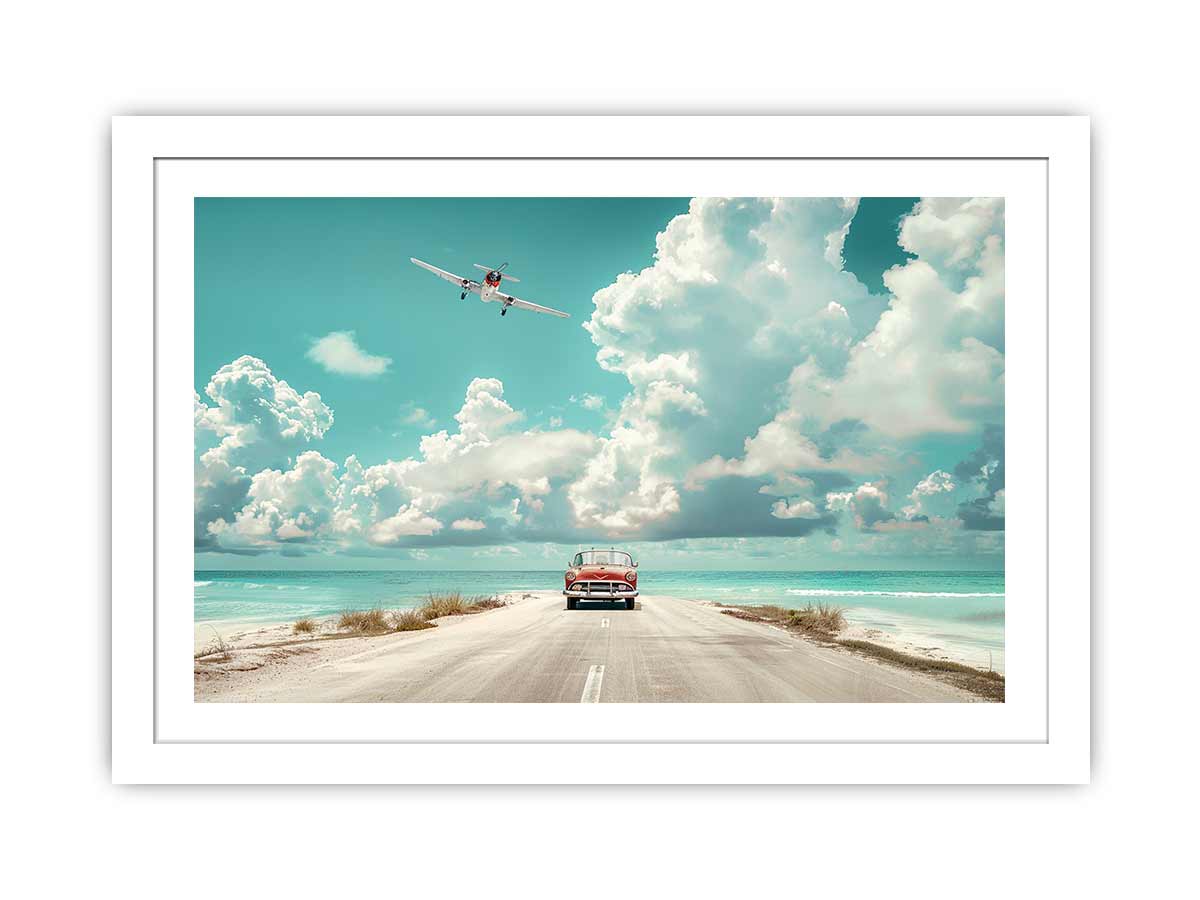 Beach Road Car  Framed Print-1