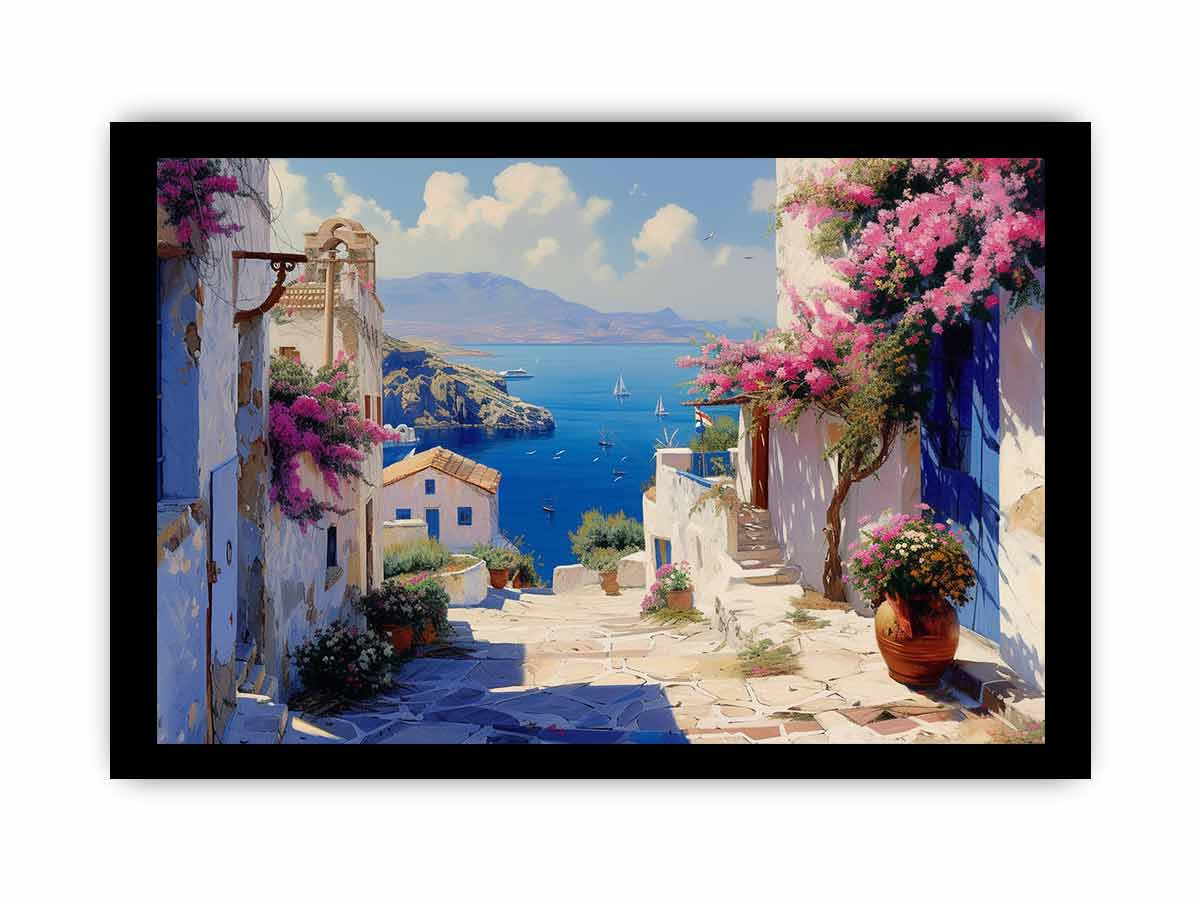 Greek Village  Framed Print-2