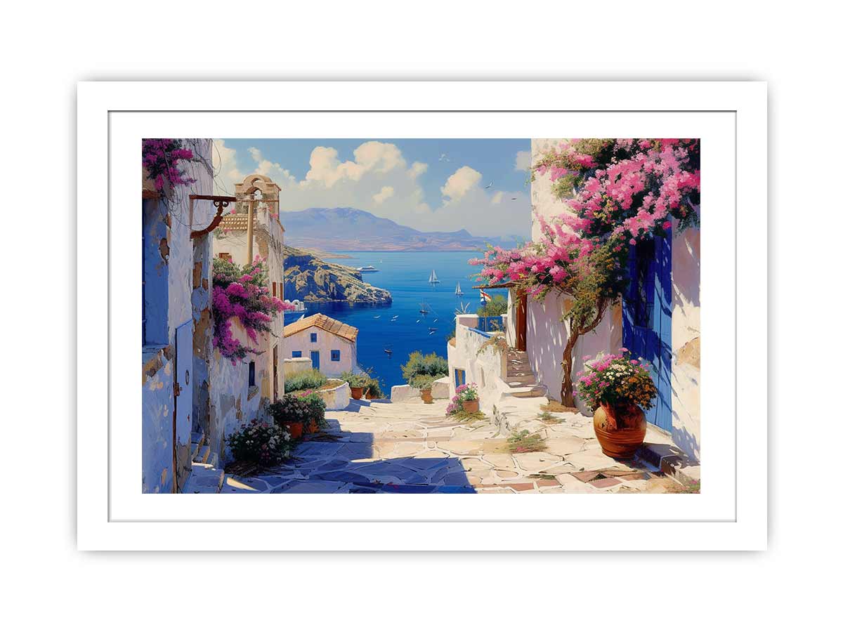 Greek Village  Framed Print-1