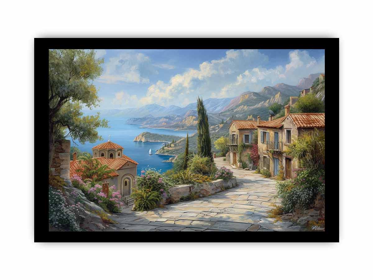 Greek Village Framed Framed Print-2