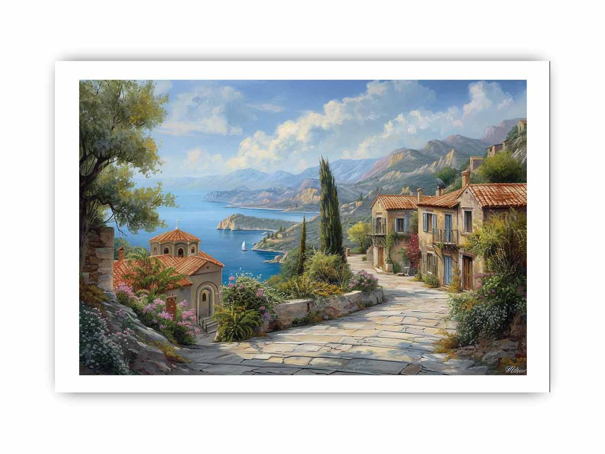 Greek Village Framed Framed Print-3