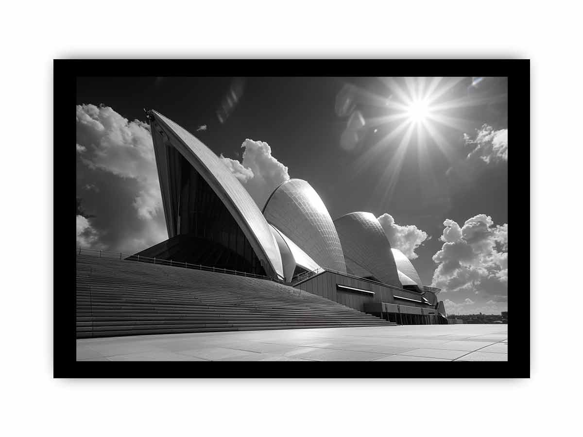 Opera House Black and  white Framed Print-2