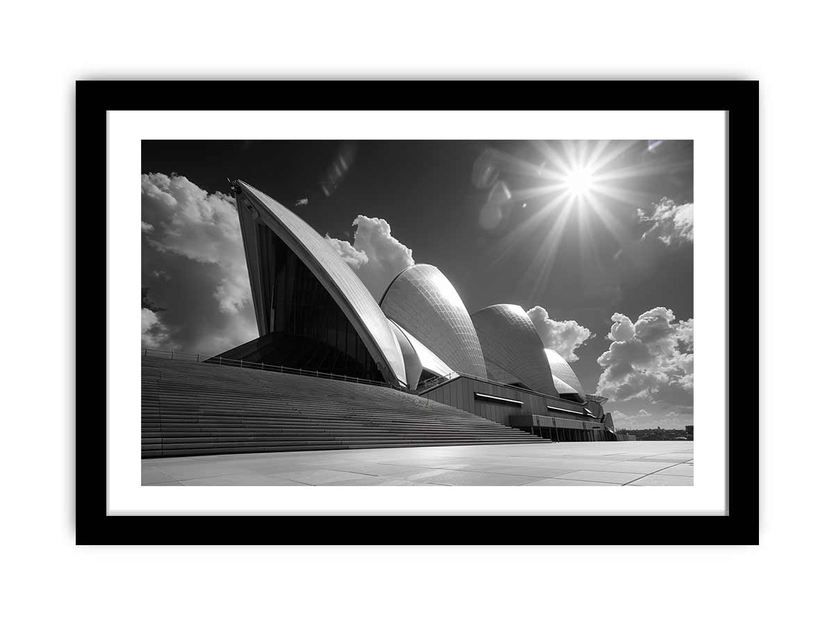 Opera House Black and  white Framed Print-0