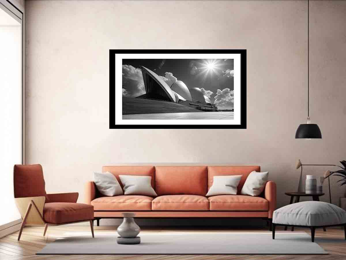 Opera House Black and  white Framed Print-4