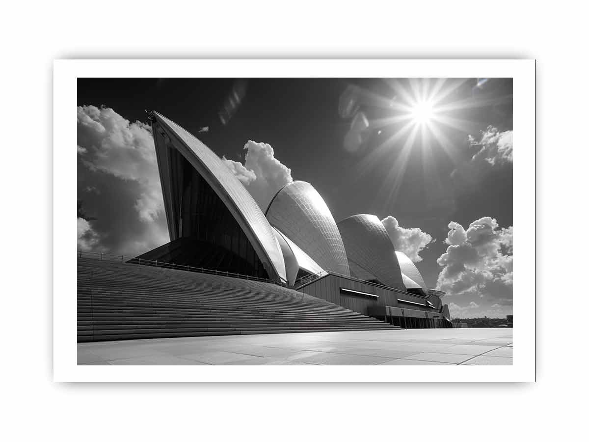 Opera House Black and  white Framed Print-3