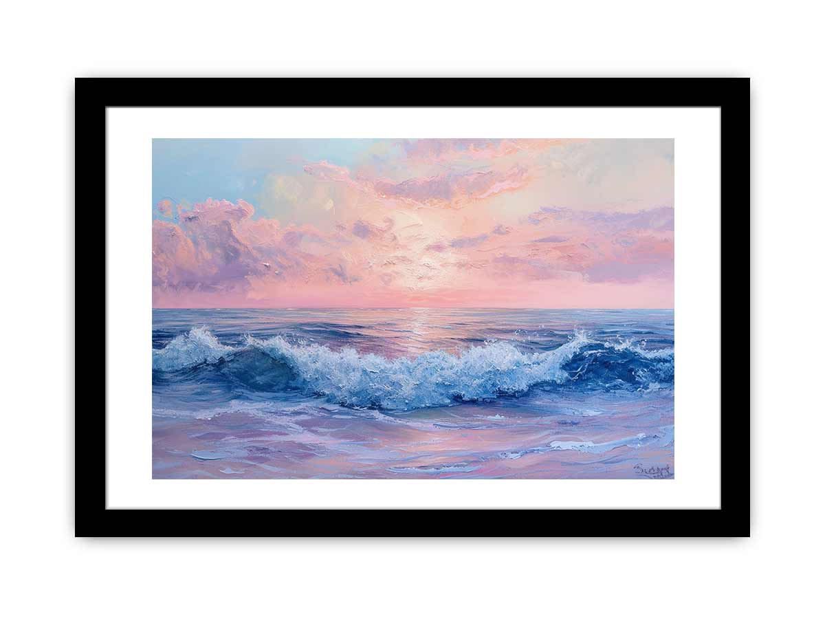 Pink Sunrise Sea Framed Print-0