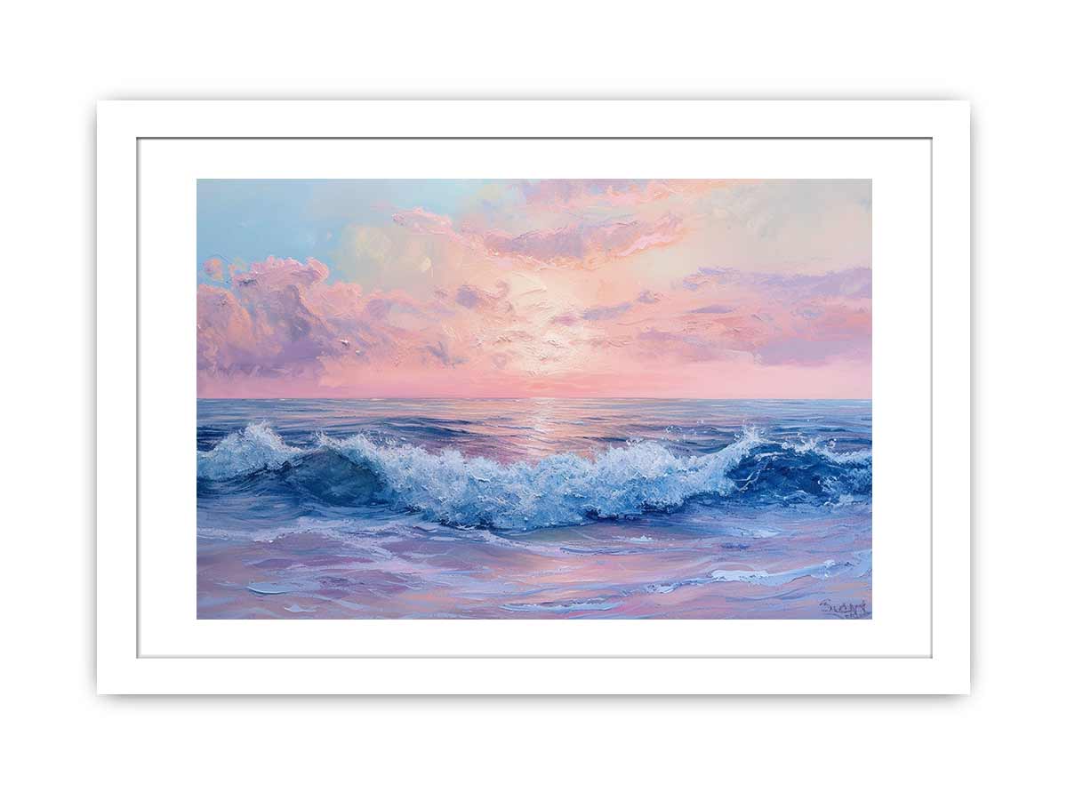 Pink Sunrise Sea Framed Print-1