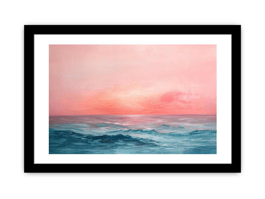 Pink Sunrise Sea- Framed Print-0