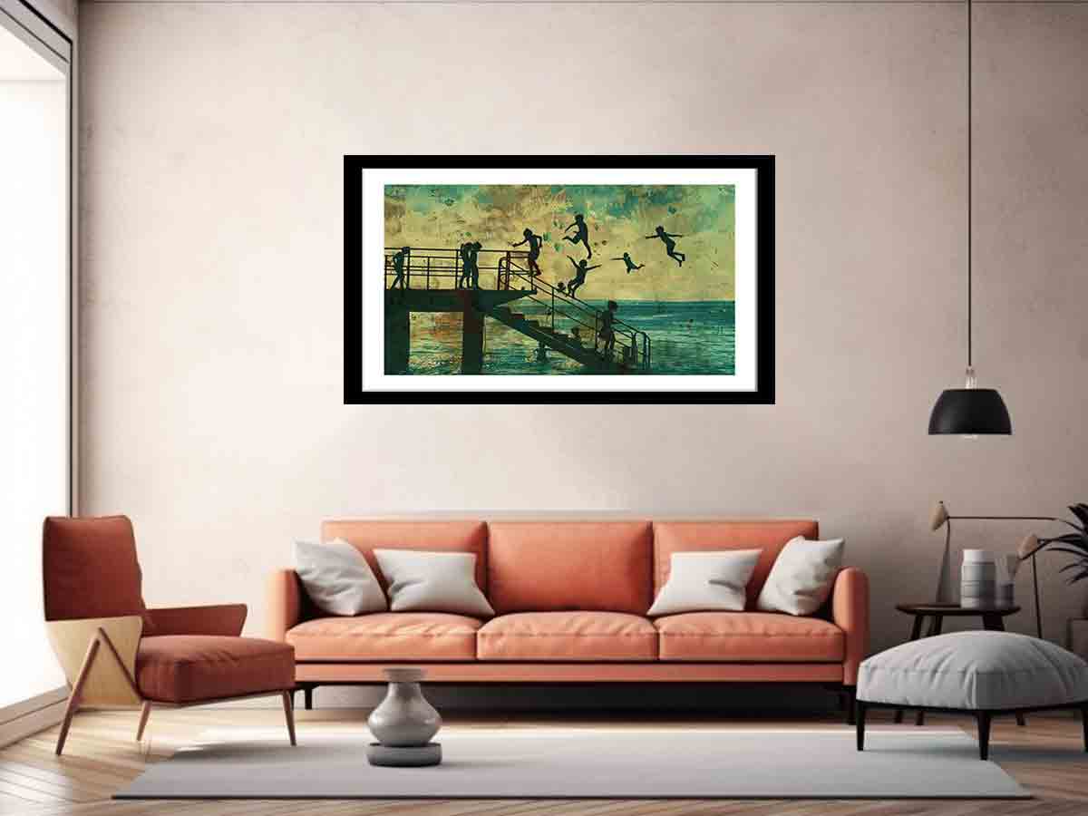 Kids Dive Art Framed Print-4