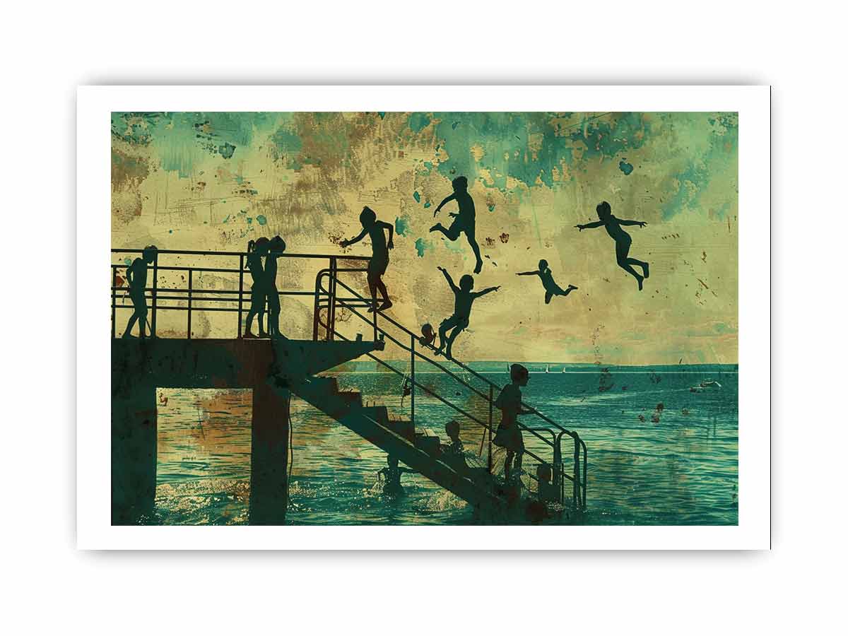 Kids Dive Art Framed Print-3