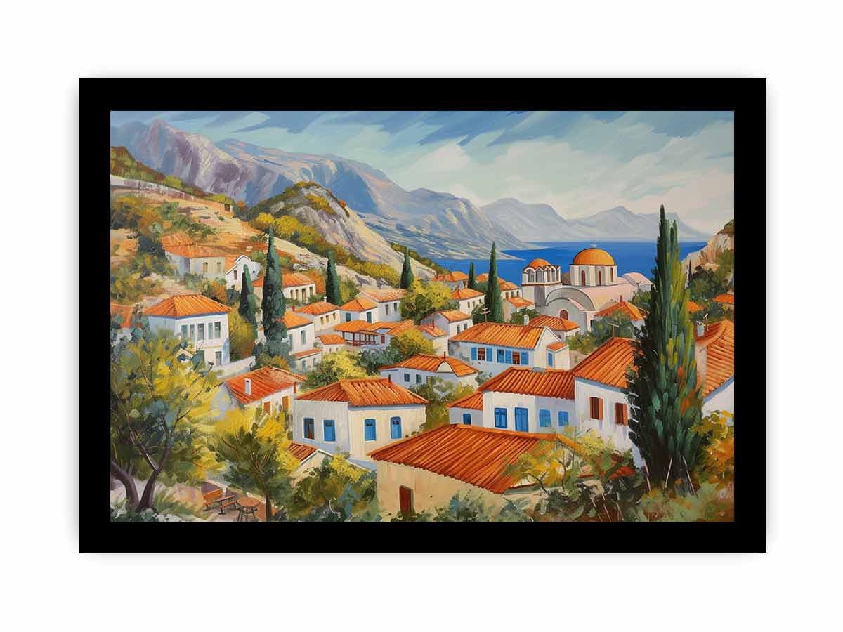 The Greek Village Framed Print-2