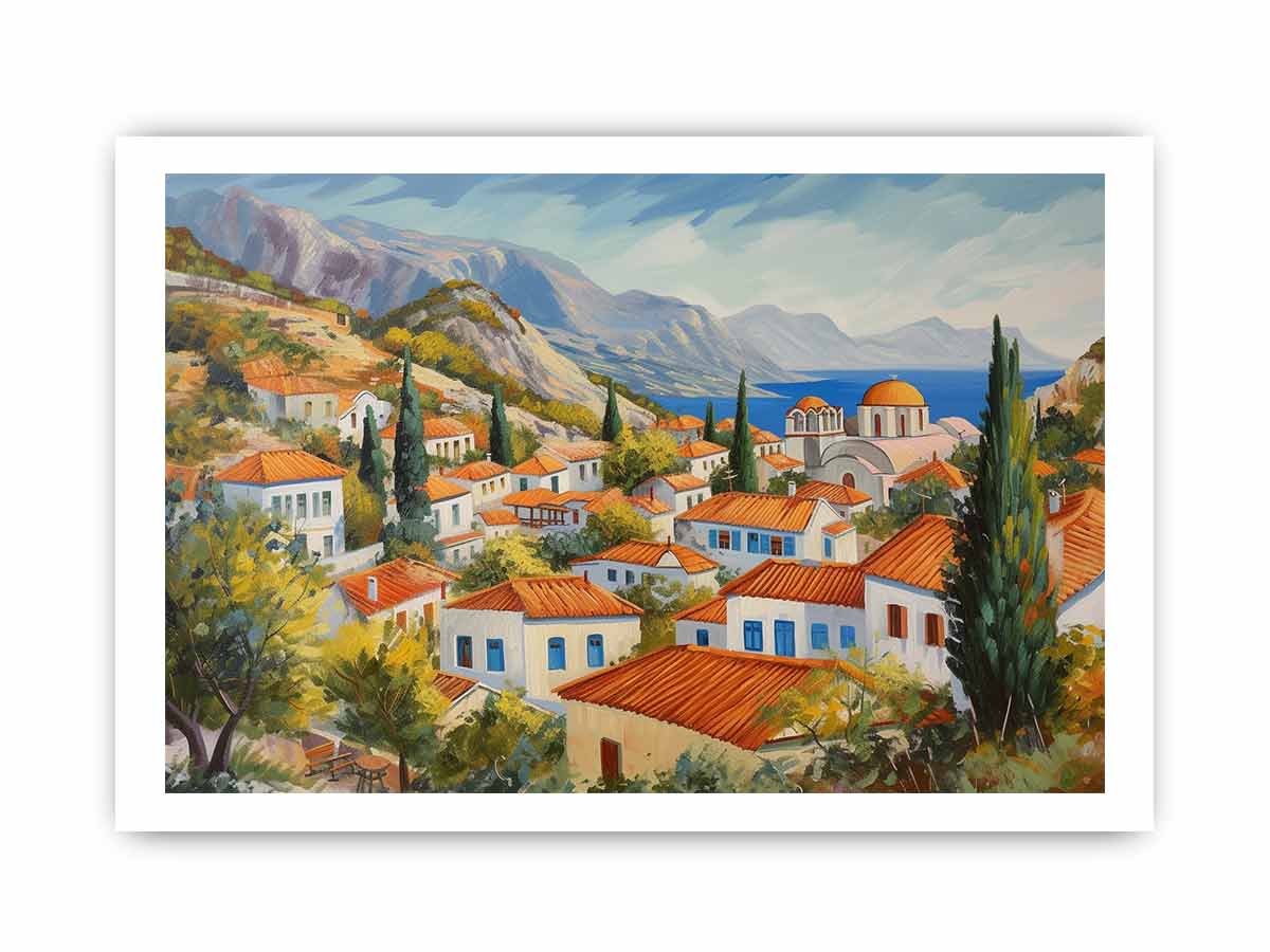 The Greek Village Framed Print-3