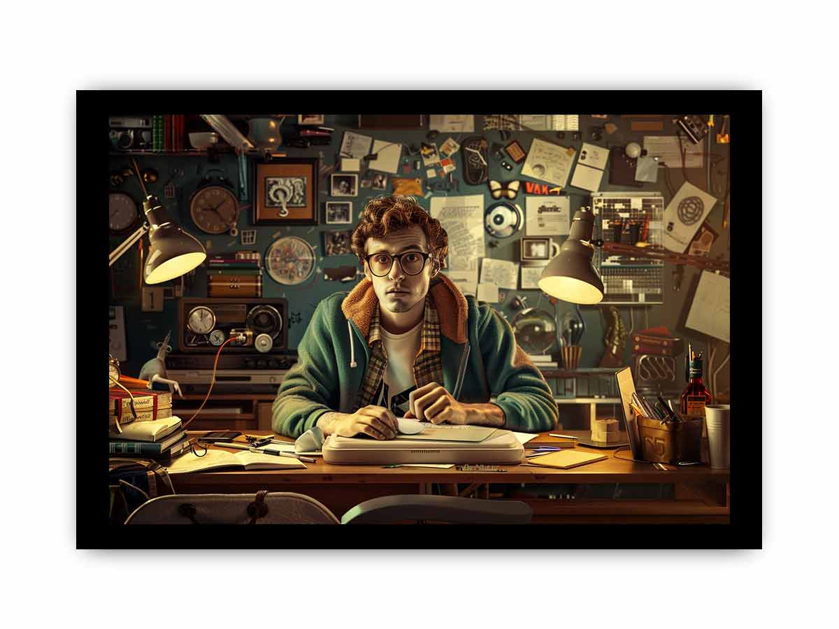 Genius at Work Framed Print-2