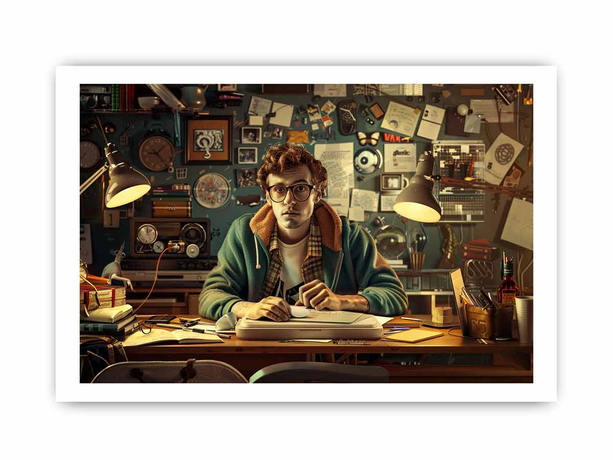 Genius at Work Framed Print-3