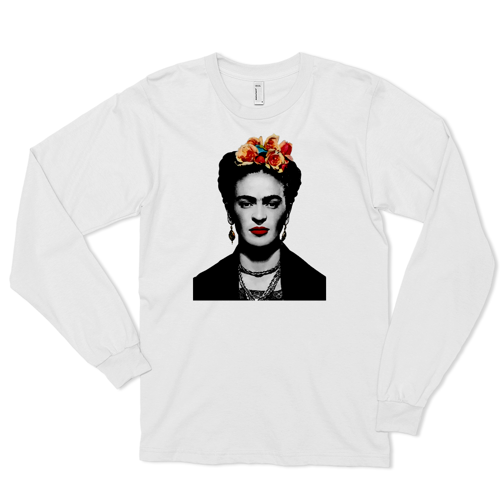 Frida Kahlo With Flowers Poster Artwork Long Sleeve Shirt-0