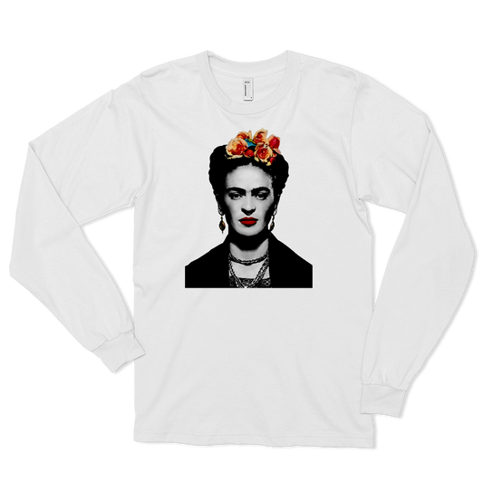 Frida Kahlo With Flowers Poster Artwork Long Sleeve Shirt-0