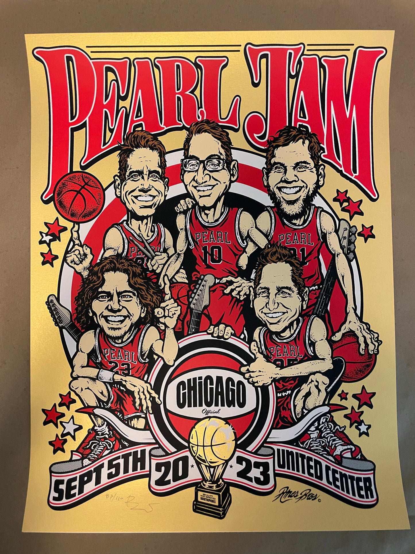 Pearl Jam Poster Chicago, Illinois 2023 (Gold) - Ames Design