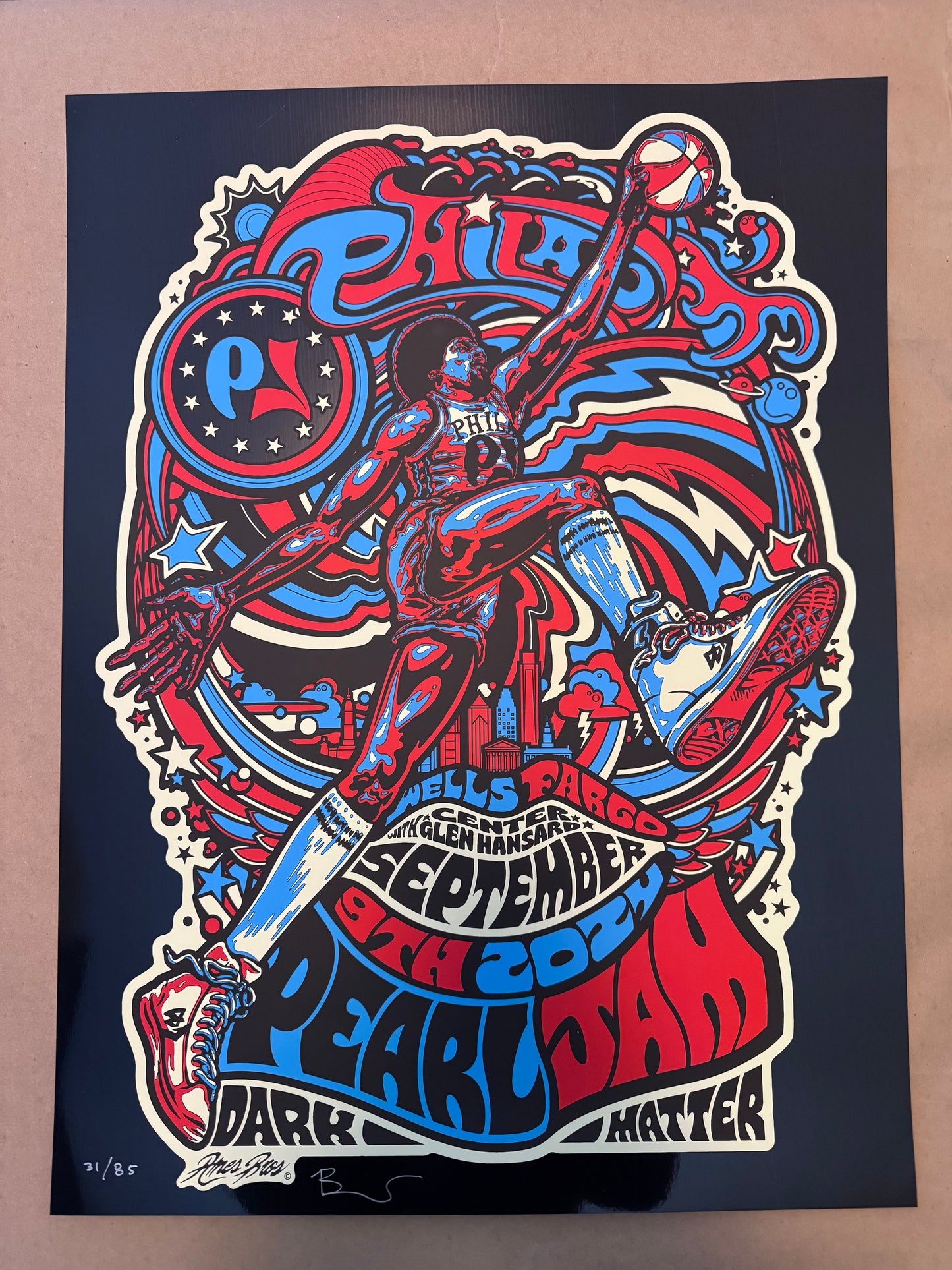 Pearl Jam Poster, Philadelphia 2024 (Black Foil) - Ames Design