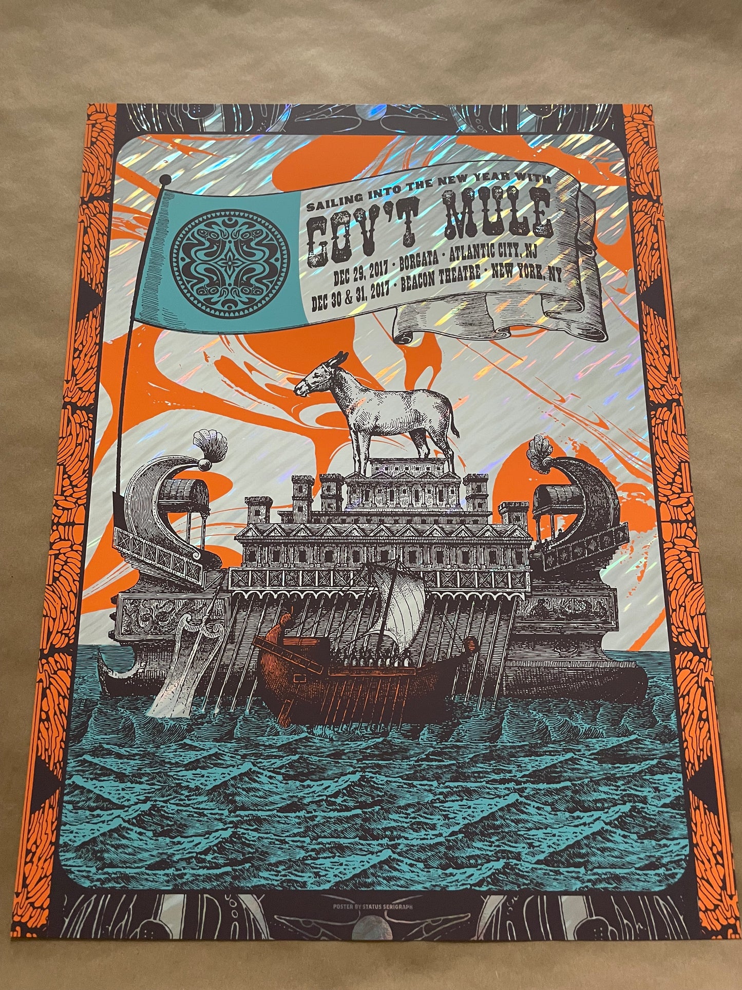 Gov't Mule Poster Atlantic City, New Jersey & New York, New York 2017 (Foil) - Justin Helton (Status Serigraph)