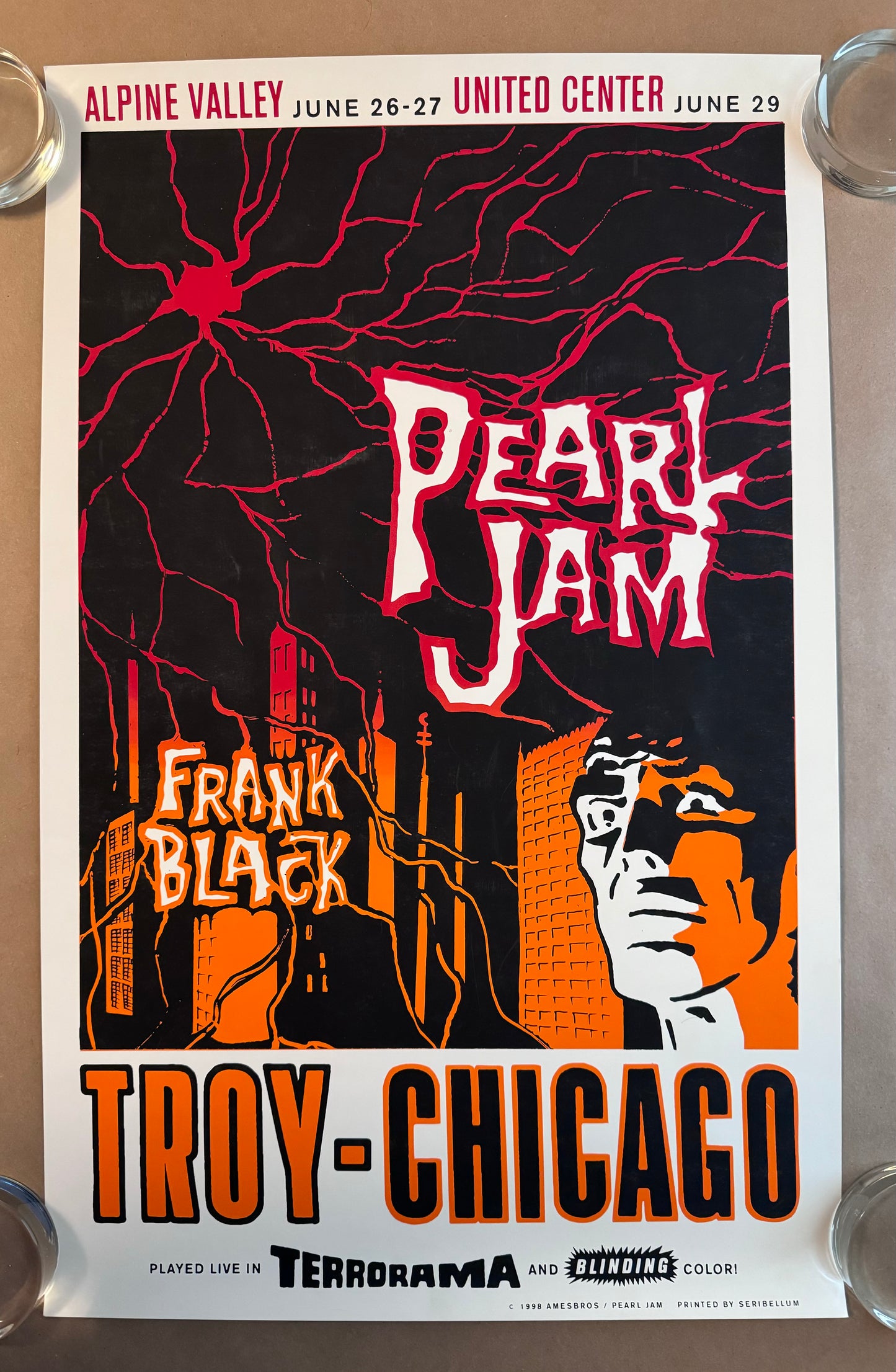 Pearl Jam Poster East Troy / Chicago 1998 - Ames Design