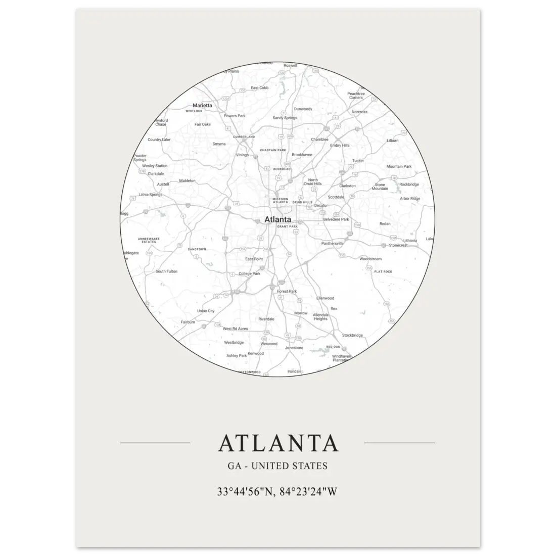 Atlanta, Georgia - Minimalist Map Poster-5