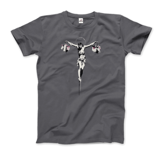 Banksy Christ with Shopping Bags Street Art T-Shirt-0