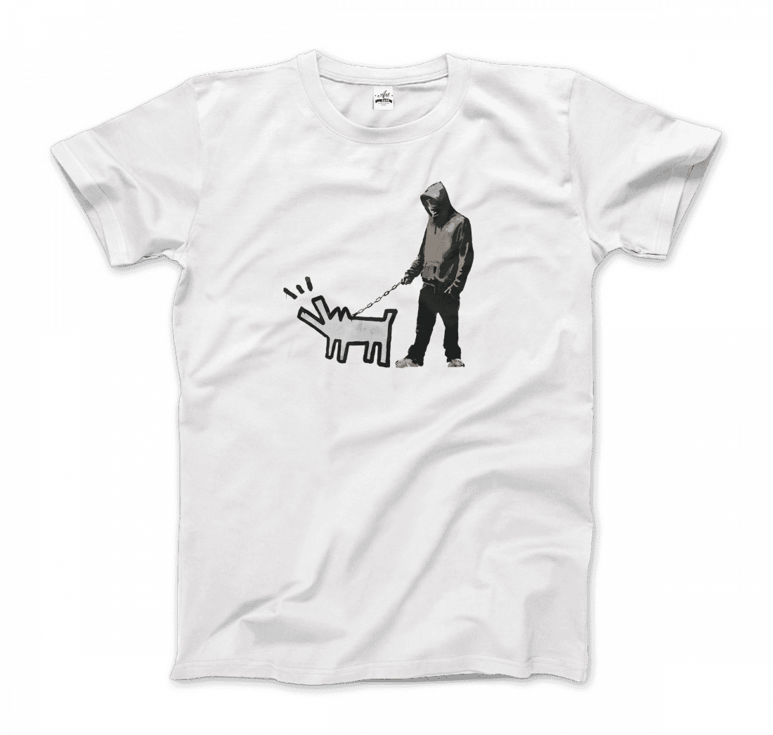 Banksy Dog Walker Artwork T-Shirt-0