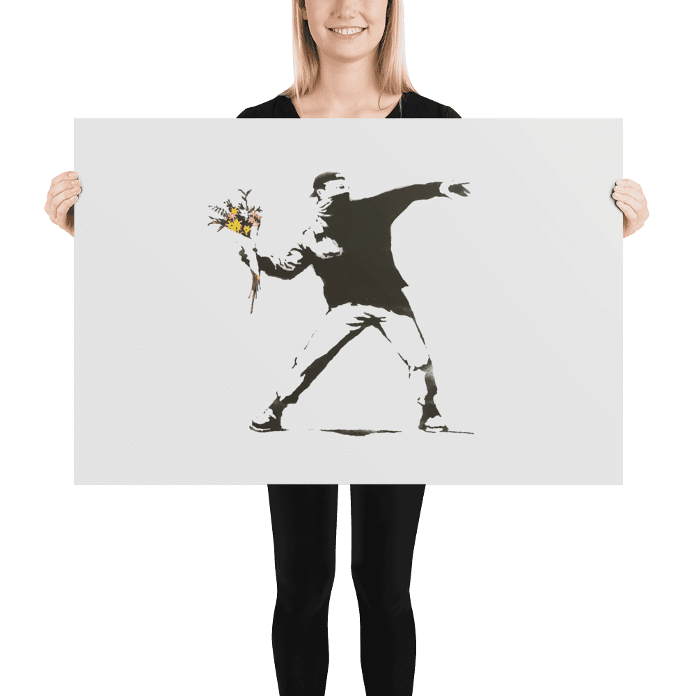 Banksy Flower Thrower Artwork Poster-1