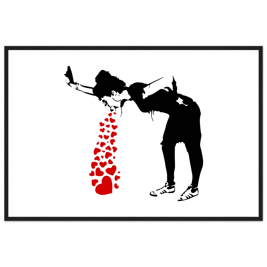 Banksy Lovesick Girl Throwing Up Hearts Artwork Poster-0