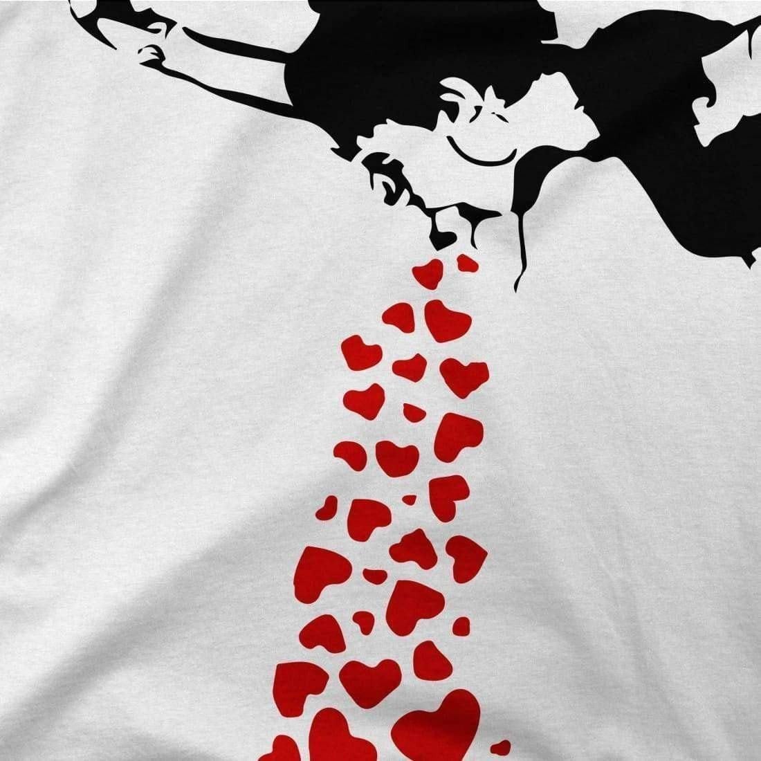 Banksy Lovesick Girl Throwing Up Hearts Artwork T-Shirt-4