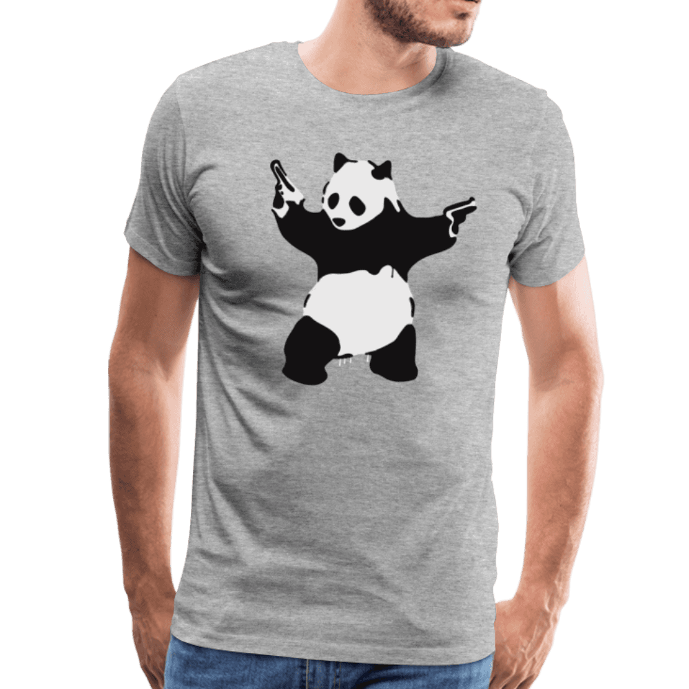 Banksy Pandamonium Armed Panda Artwork T-Shirt-1