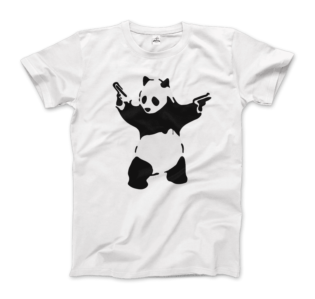 Banksy Pandamonium Armed Panda Artwork T-Shirt-3