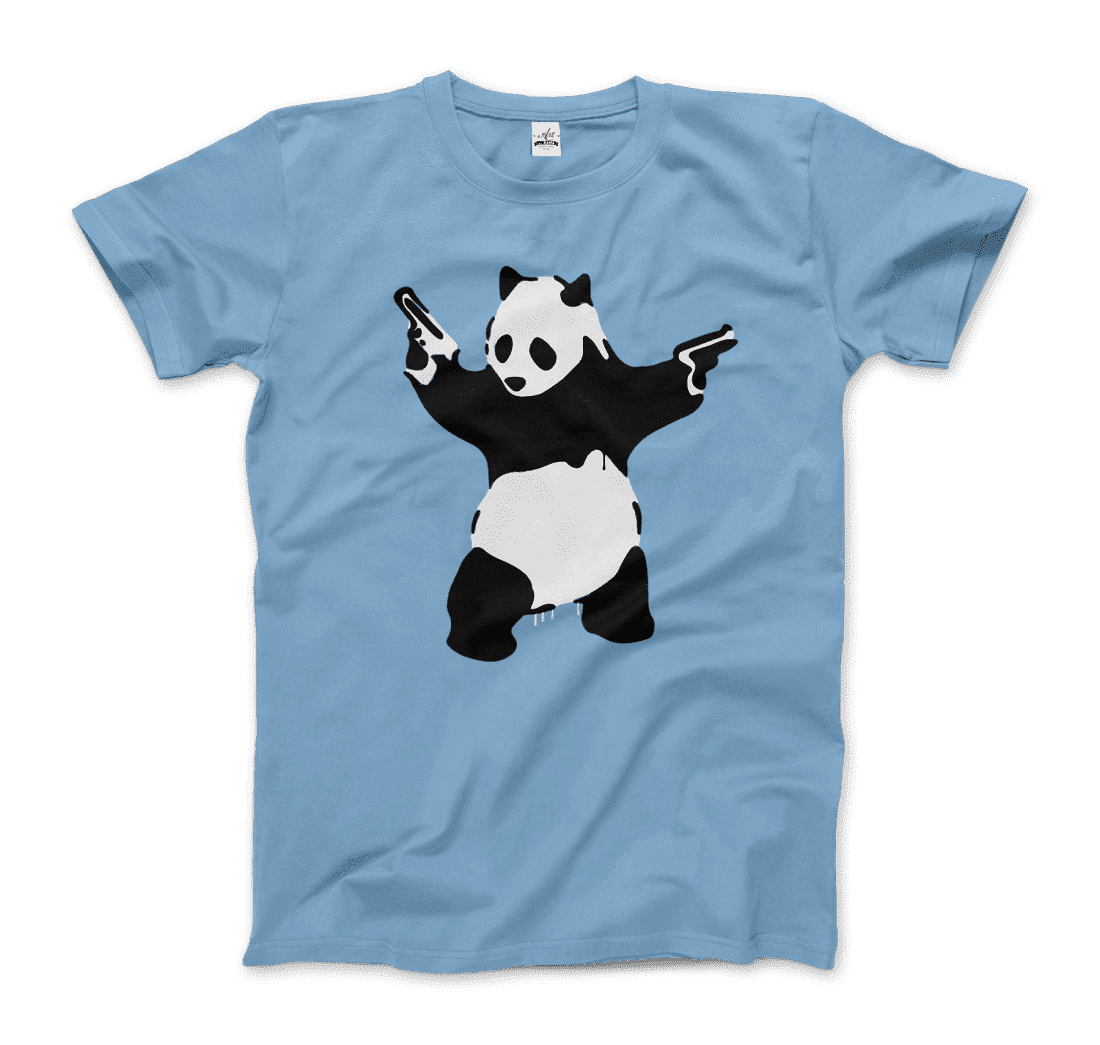 Banksy Pandamonium Armed Panda Artwork T-Shirt-7