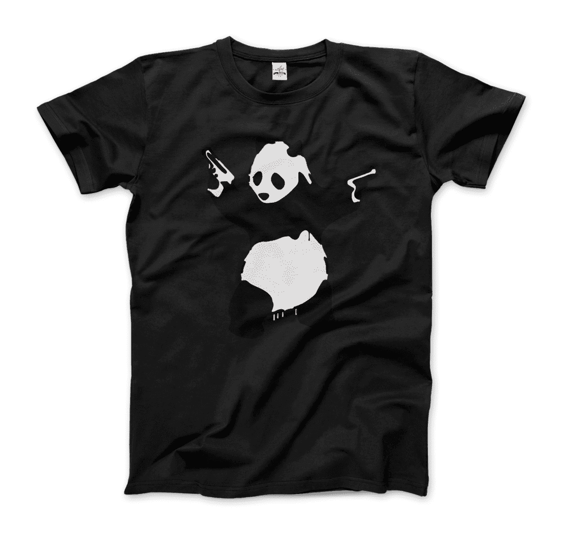 Banksy Pandamonium Armed Panda Artwork T-Shirt-8