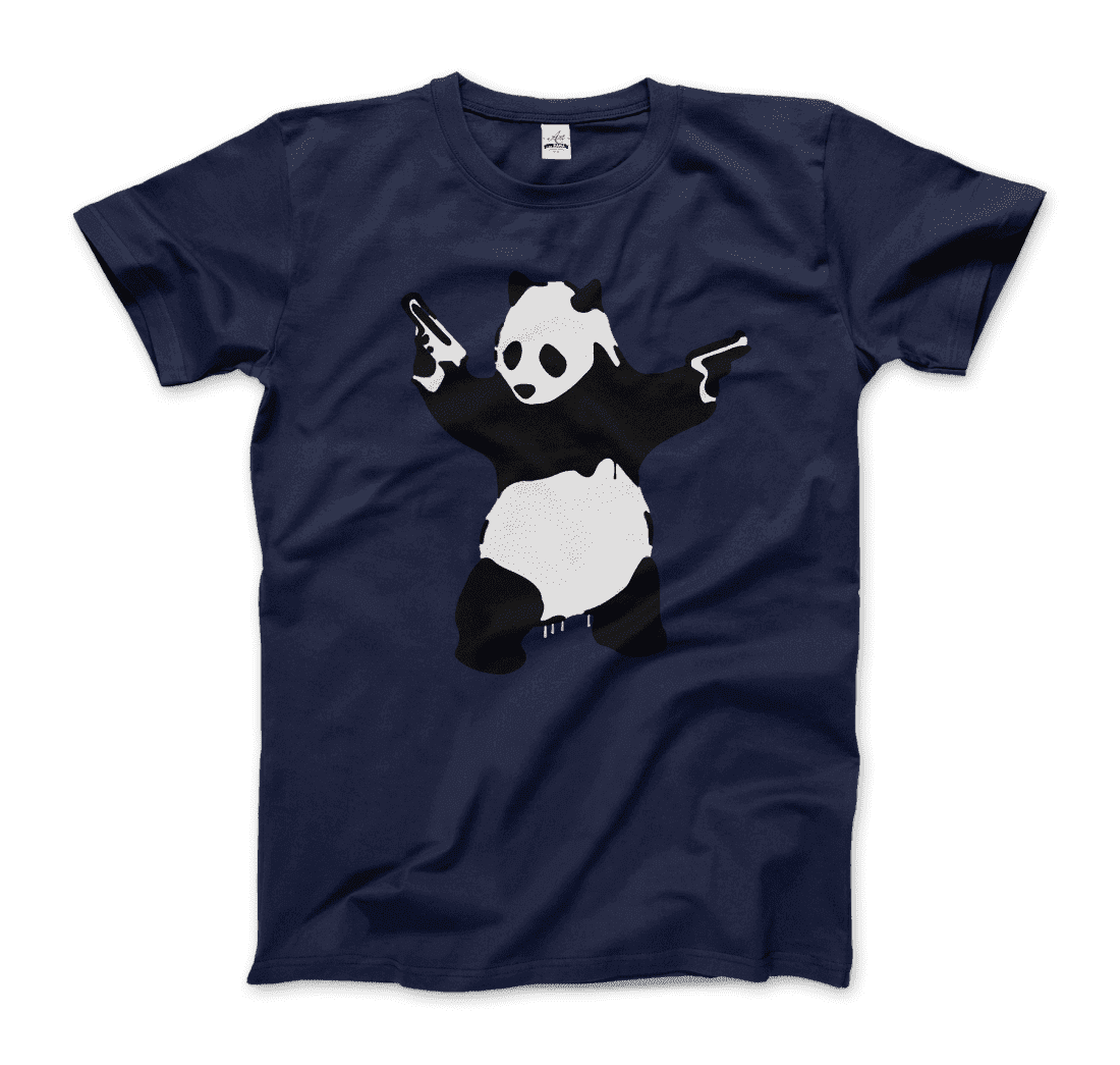 Banksy Pandamonium Armed Panda Artwork T-Shirt-9