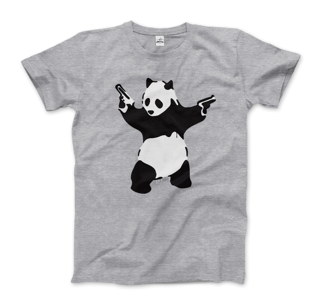 Banksy Pandamonium Armed Panda Artwork T-Shirt-0