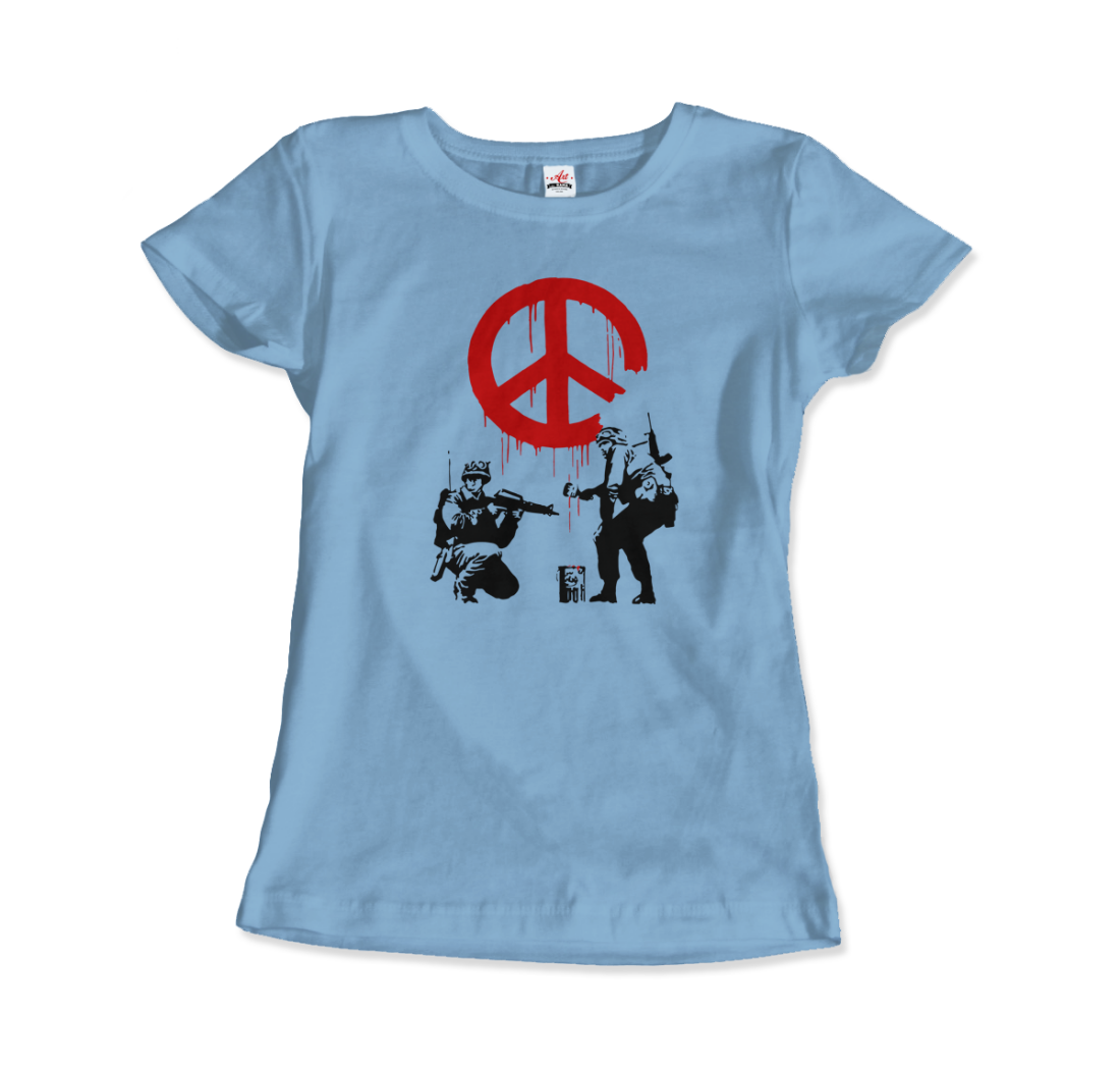 Banksy - Soldiers Painting Peace Symbol 2006 Artwork T-Shirt-8