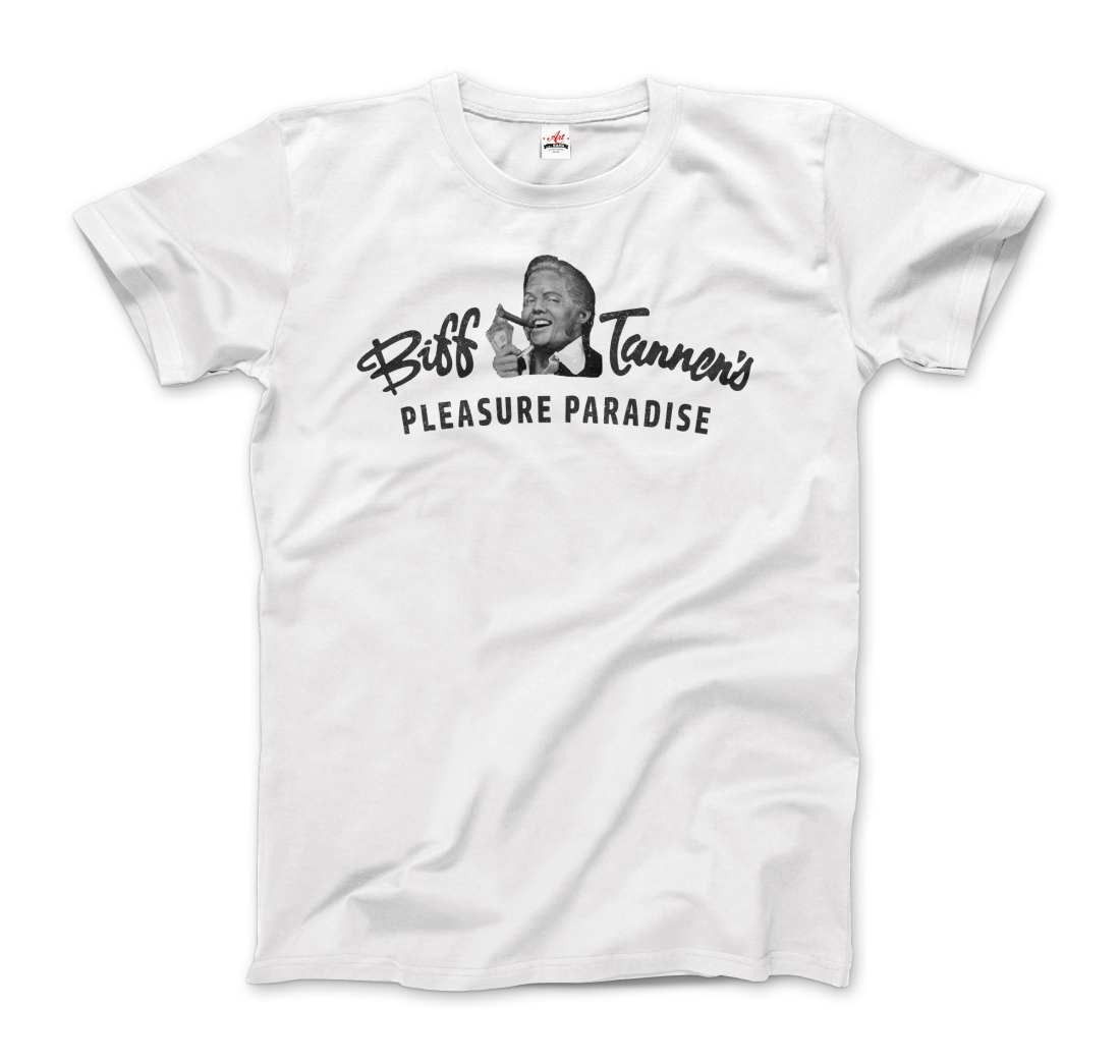 Biff Tannen's Pleasure Paradise Dusted Logo - Back to the Future T-Shirt-0