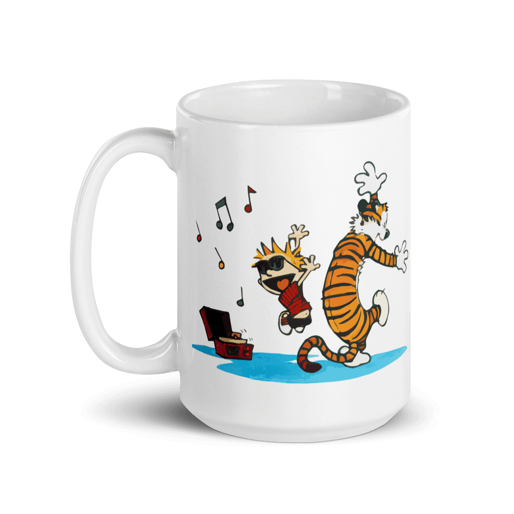 Calvin and Hobbes Dancing with Record Player Mug-4