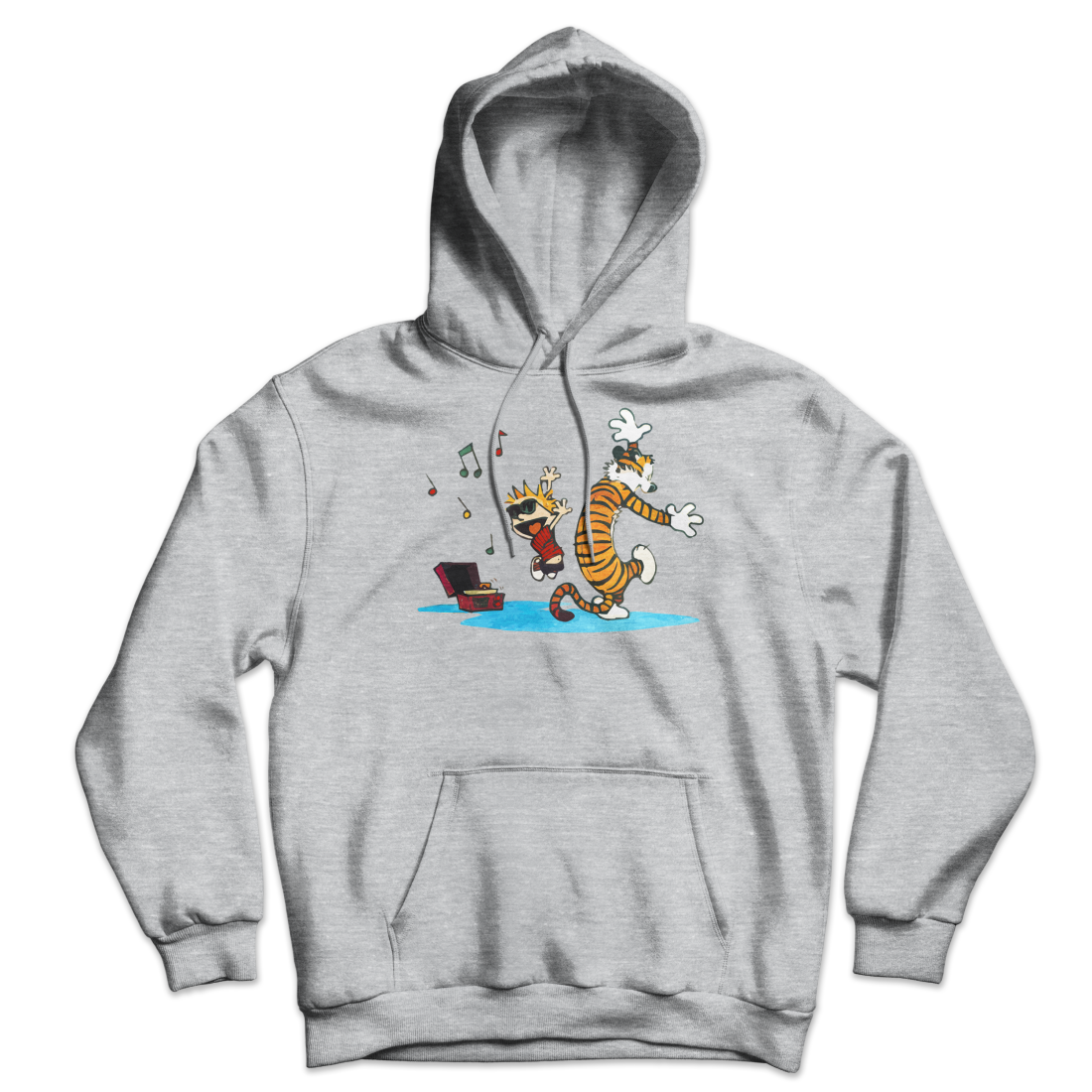 Calvin and Hobbes Dancing with Record Player Unisex Hoodie-0