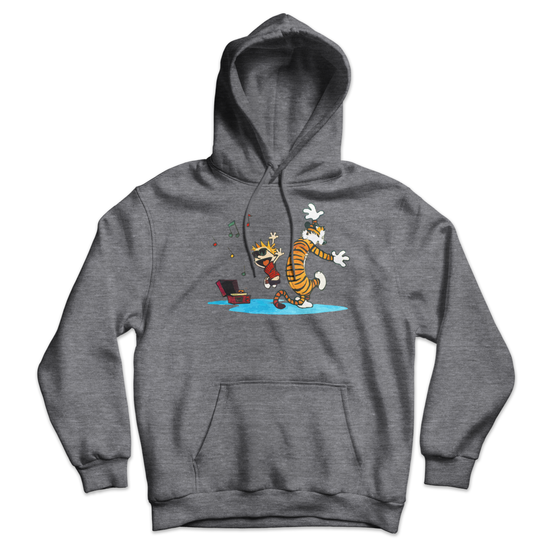 Calvin and Hobbes Dancing with Record Player Unisex Hoodie-7