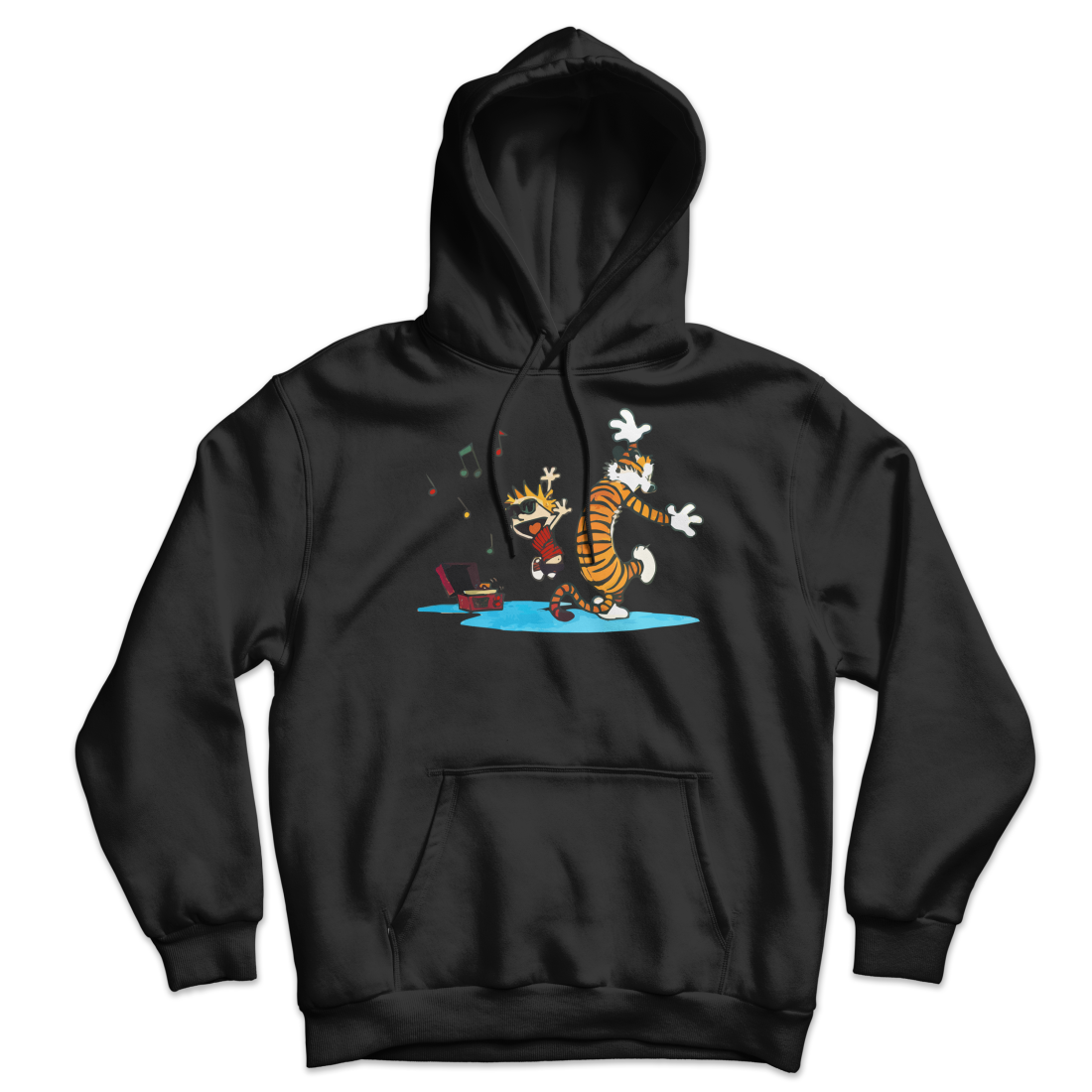 Calvin and Hobbes Dancing with Record Player Unisex Hoodie-6