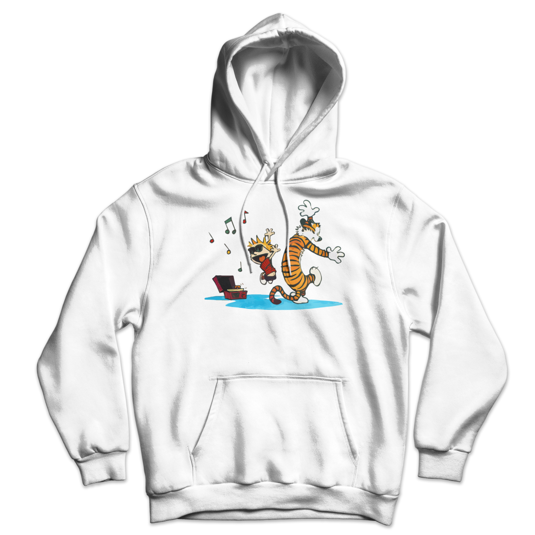 Calvin and Hobbes Dancing with Record Player Unisex Hoodie-5