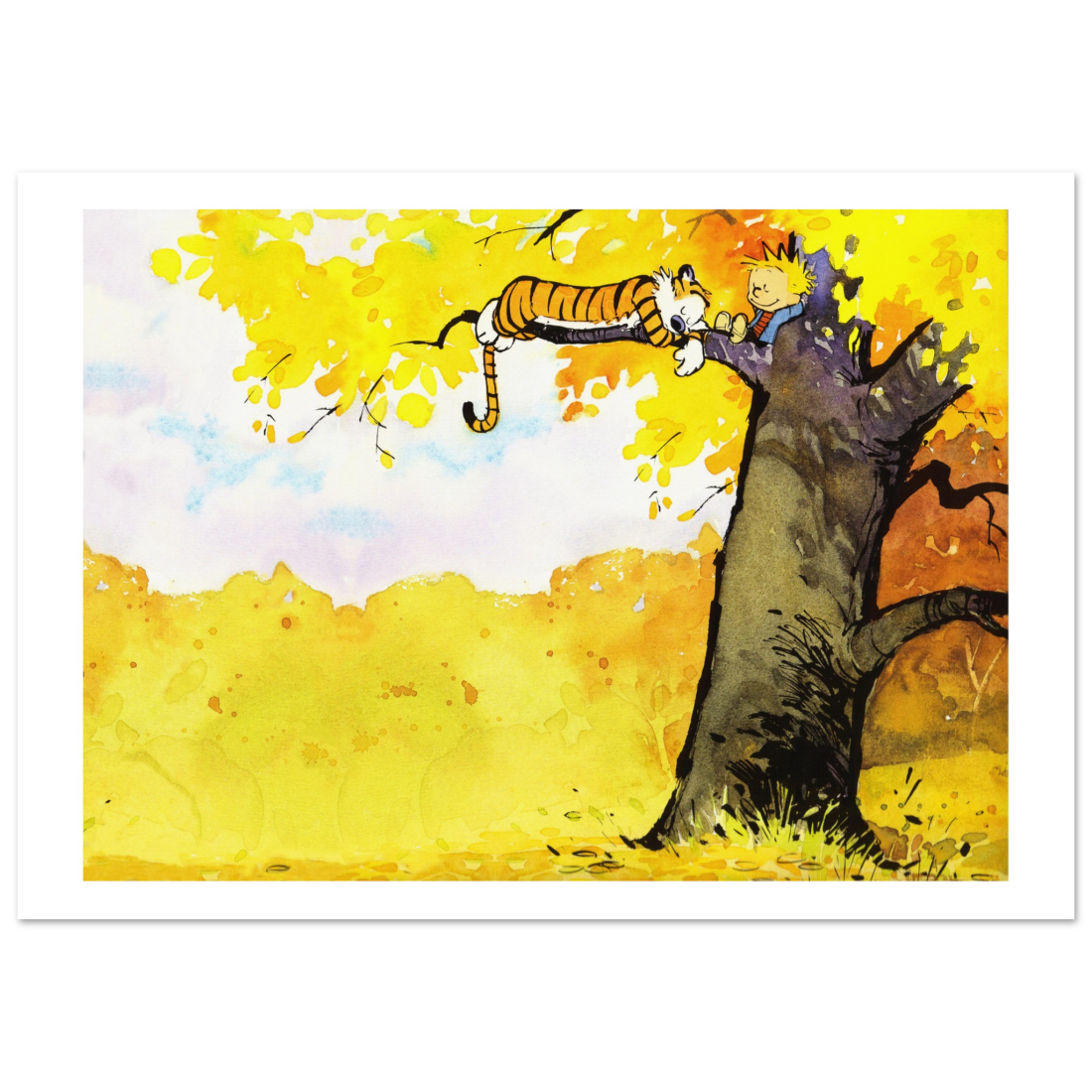 Calvin and Hobbes Resting on a Tree Poster-4