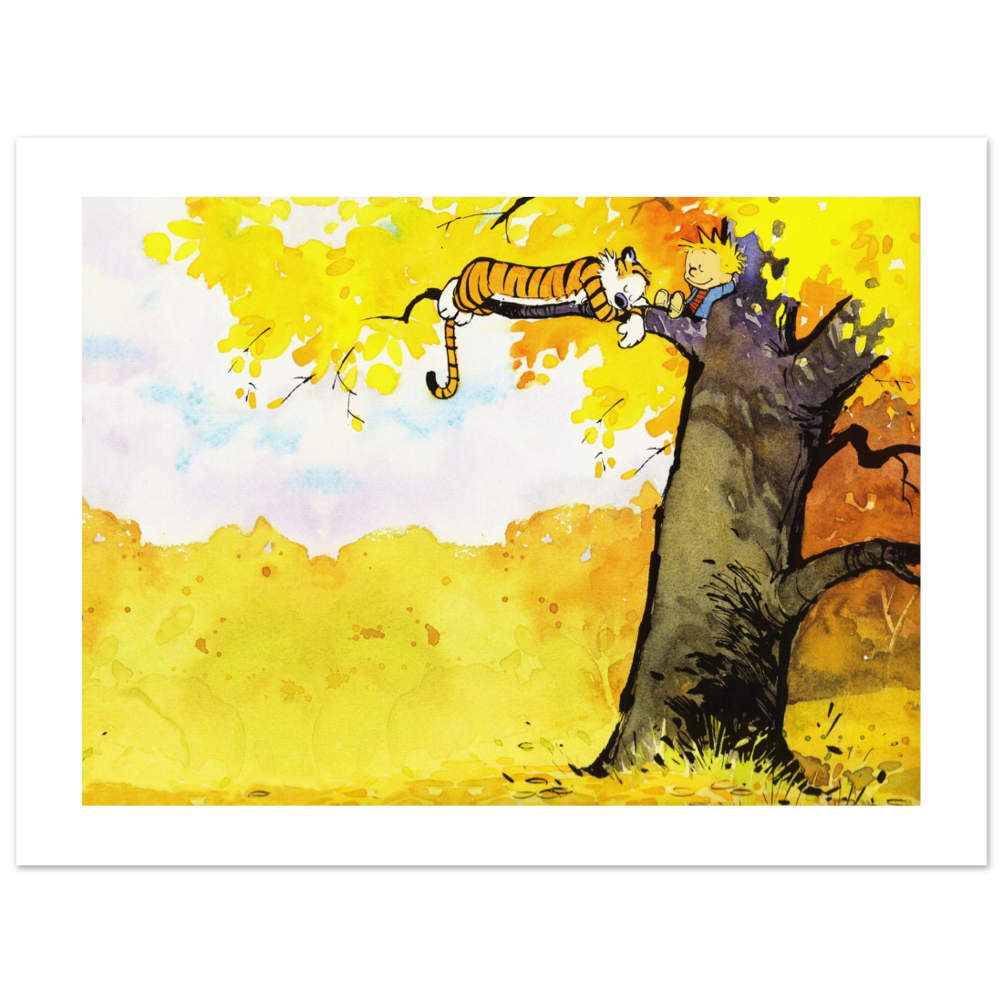 Calvin and Hobbes Resting on a Tree Poster-11