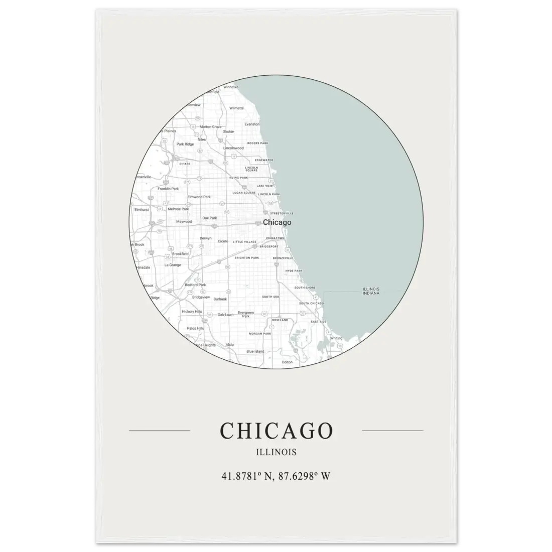 Chicago, Illinois - Minimalist Map Poster-13