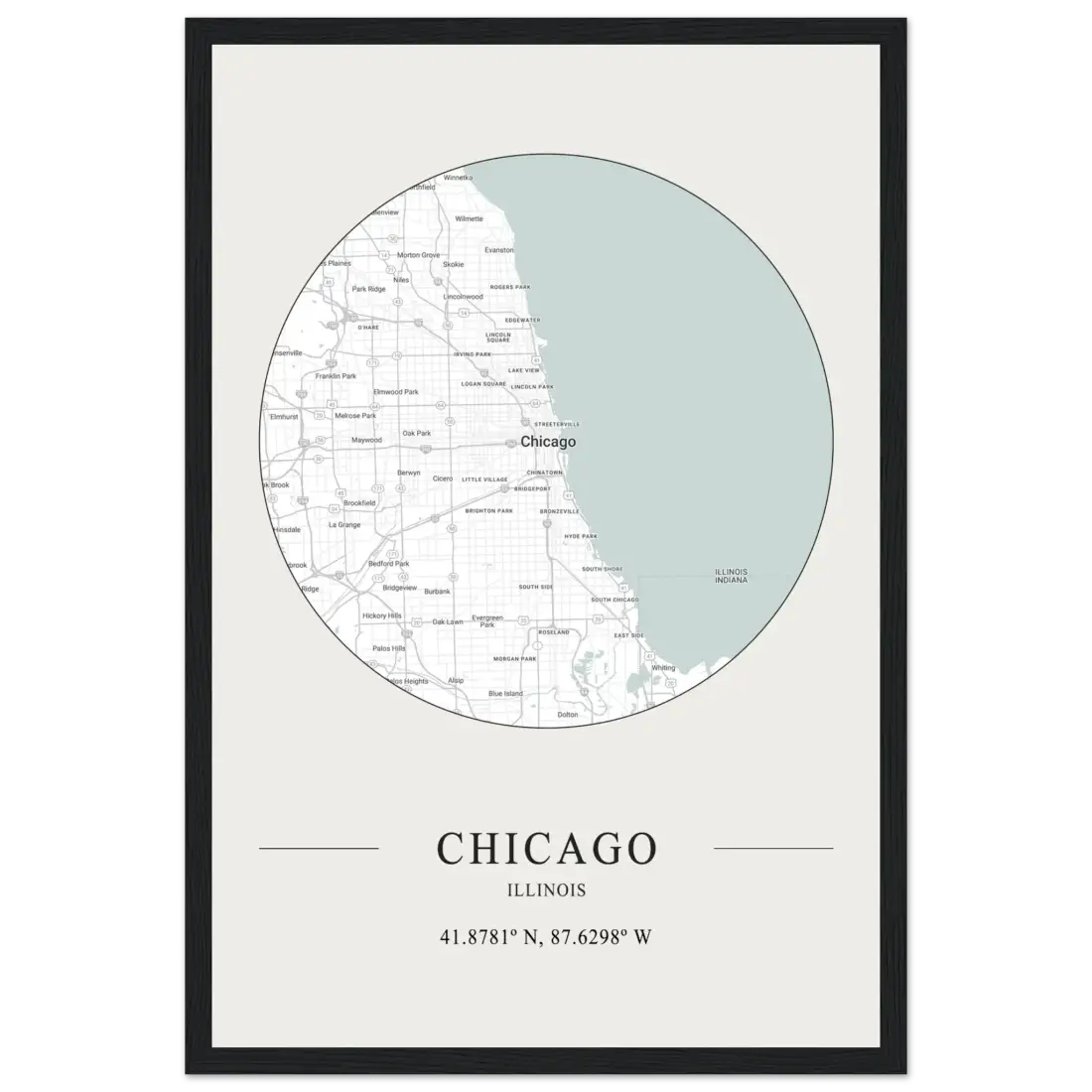 Chicago, Illinois - Minimalist Map Poster-10