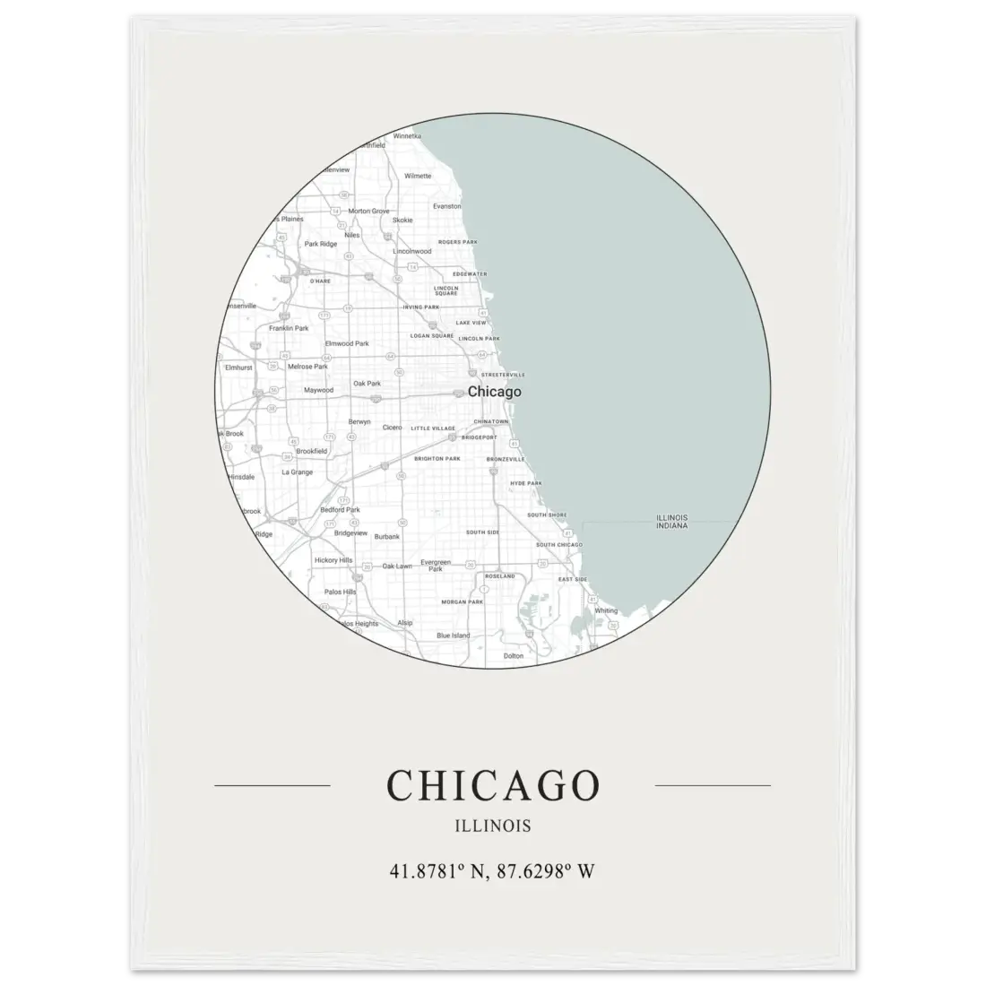 Chicago, Illinois - Minimalist Map Poster-3