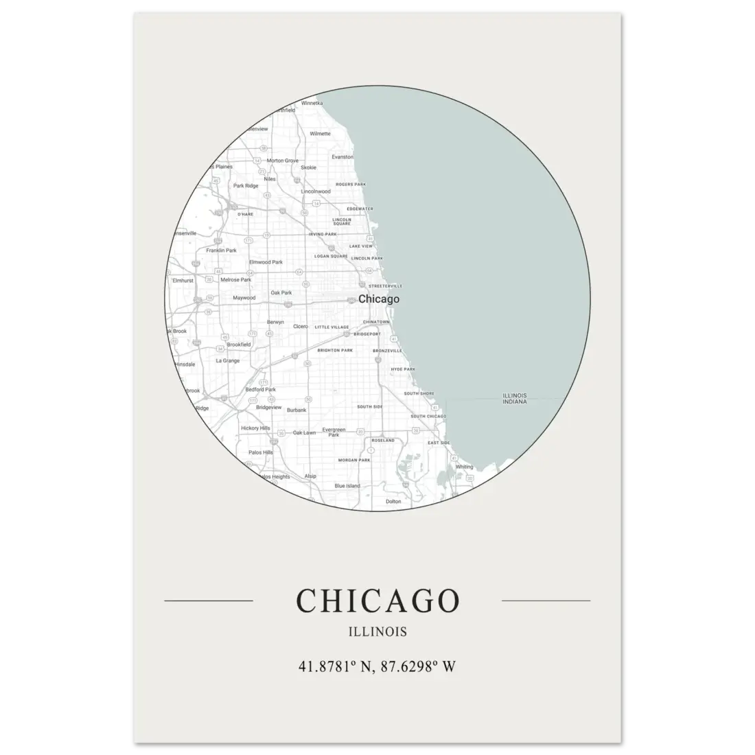 Chicago, Illinois - Minimalist Map Poster-5