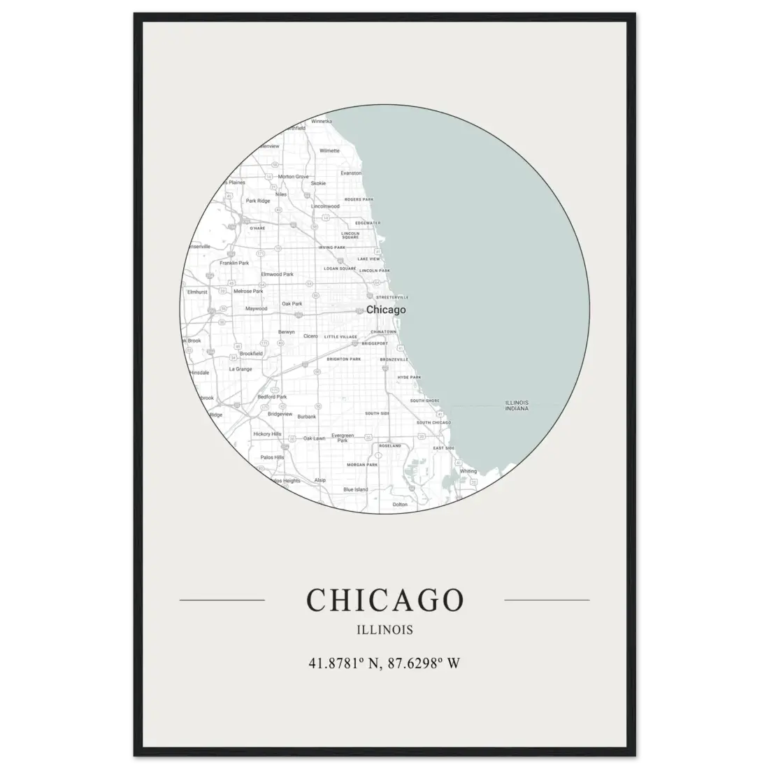 Chicago, Illinois - Minimalist Map Poster-2